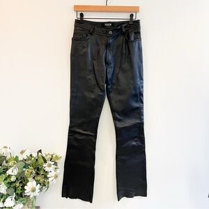 Trek New York Black Leather Boot Cut Raw Edge Pants Size 6 (Tall)